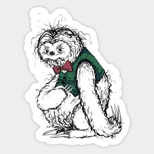 Silly Sloth with a Nice Tuxedo Vest and Bow Tie Sticker